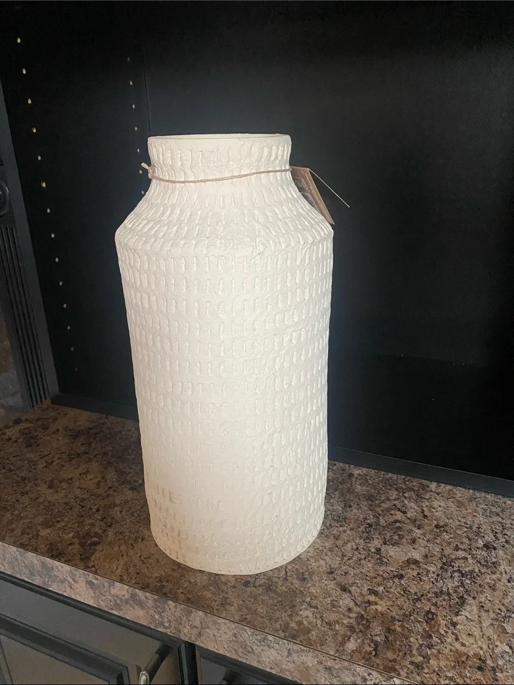 Crate and barrel Cream Textured Ceramic Vase - Tall Decorative Accent